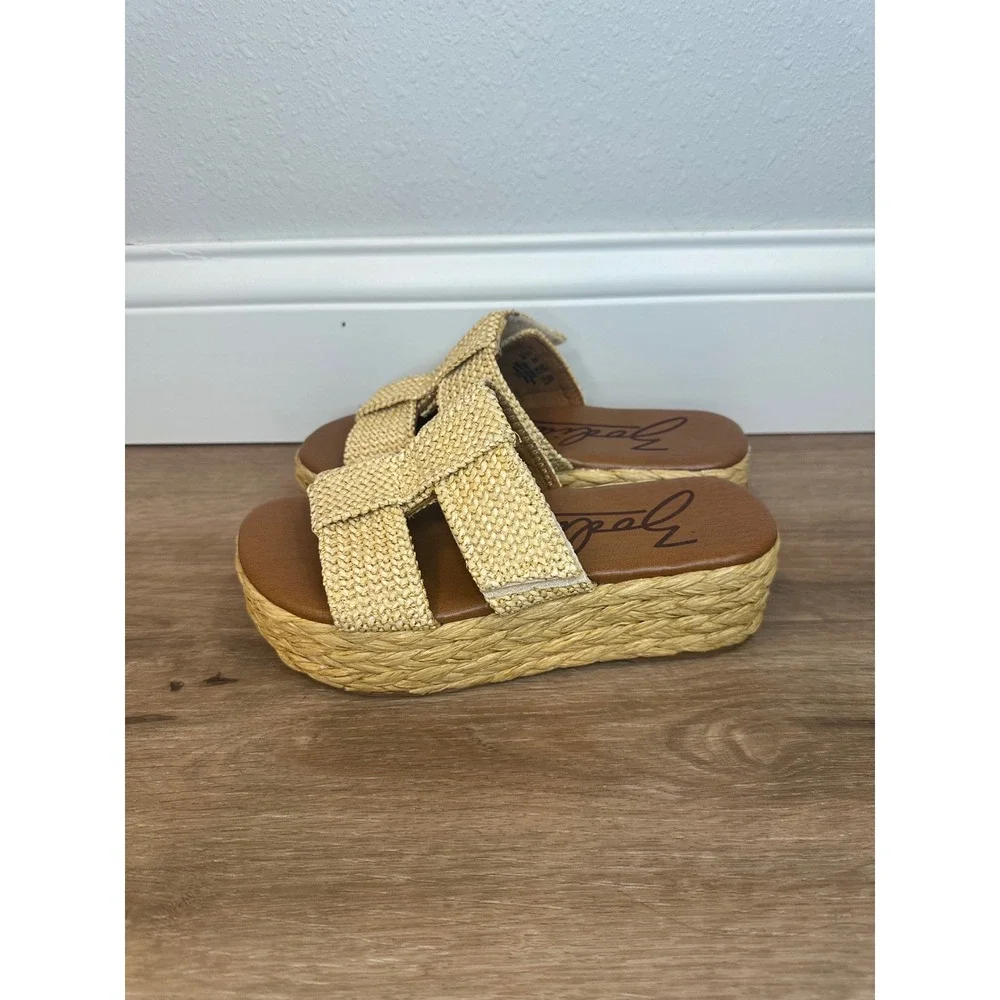 Zodiac Izzy Platform Slide Sandals Womens 5.5 Natural Woven Espadrille Boho Chic